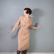 Load image into Gallery viewer, 40s ORANGE-BROWN GROSGRAIN FITTED DRESS WITH SOUTACHE AND BEADWORK - M-L