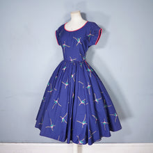 Load image into Gallery viewer, 50s BLUE AND PINK FLORAL PRINT R&amp;K ORIGINALS FULL SKIRTED DRESS - XS