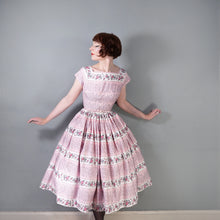 Load image into Gallery viewer, 50s SPECTACULAR PINK HORROCKSES FULL SKIRTED ROSE PRINT DRESS - XS-S