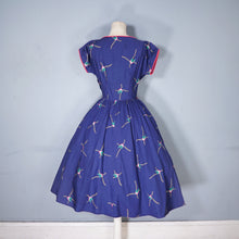 Load image into Gallery viewer, 50s BLUE AND PINK FLORAL PRINT R&amp;K ORIGINALS FULL SKIRTED DRESS - XS