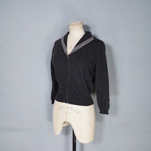 Load image into Gallery viewer, 50s 60s DRUMLANRIG GREY PURE CASHMERE CARDIGAN WITH STRIPE COLLAR - S-M