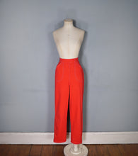 Load image into Gallery viewer, 50s 60s HIGH WAISTED BRIGHT BOLD RED CROPPED LEG DENIM JEANS - 26&quot;