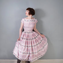 Load image into Gallery viewer, 50s SPECTACULAR PINK HORROCKSES FULL SKIRTED ROSE PRINT DRESS - XS-S