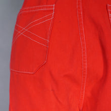 Load image into Gallery viewer, 50s 60s HIGH WAISTED BRIGHT BOLD RED CROPPED LEG DENIM JEANS - 26&quot;