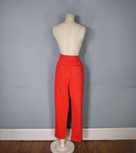 Load image into Gallery viewer, 50s 60s HIGH WAISTED BRIGHT BOLD RED CROPPED LEG DENIM JEANS - 26&quot;