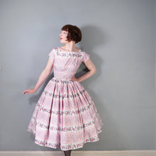Load image into Gallery viewer, 50s SPECTACULAR PINK HORROCKSES FULL SKIRTED ROSE PRINT DRESS - XS-S