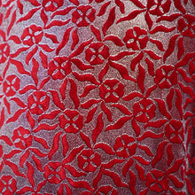 Load image into Gallery viewer, 40s RED AND SILVER FLOCKED VELVET DRAMATIC EVENING DRESS - S