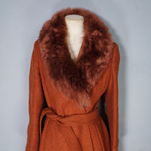 Load image into Gallery viewer, 70s St MICHAEL MOHAIR AND WOOL RUST COLOURED WRAP COAT WITH SHEEPSKIN COLLAR - S
