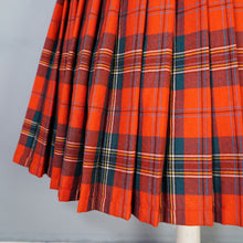 Load image into Gallery viewer, 70s THE SCOTCH HOUSE REVERSIBLE TARTAN RED AND GREEN PLEATED WOOL SKIRT - 27"
