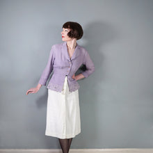 Load image into Gallery viewer, 40s DAVID GIBSON LILAC MOYGASHEL BLOUSE JACKET WITH FLORAL CUTWORK EMBROIDERY - S