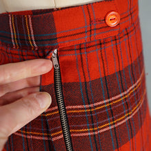Load image into Gallery viewer, 70s THE SCOTCH HOUSE REVERSIBLE TARTAN RED AND GREEN PLEATED WOOL SKIRT - 27"