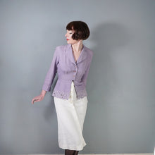 Load image into Gallery viewer, 40s DAVID GIBSON LILAC MOYGASHEL BLOUSE JACKET WITH FLORAL CUTWORK EMBROIDERY - S