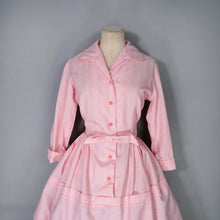 Load image into Gallery viewer, 60s KAYSTYLE PINK STRIPE SLEEVED SHIRT DRESS WITH BOW - XS