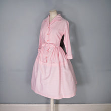 Load image into Gallery viewer, 60s KAYSTYLE PINK STRIPE SLEEVED SHIRT DRESS WITH BOW - XS
