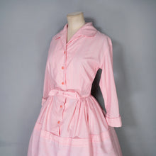 Load image into Gallery viewer, 60s KAYSTYLE PINK STRIPE SLEEVED SHIRT DRESS WITH BOW - XS