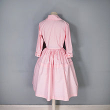 Load image into Gallery viewer, 60s KAYSTYLE PINK STRIPE SLEEVED SHIRT DRESS WITH BOW - XS
