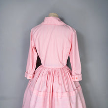 Load image into Gallery viewer, 60s KAYSTYLE PINK STRIPE SLEEVED SHIRT DRESS WITH BOW - XS