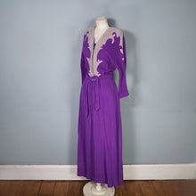 Load image into Gallery viewer, 40s WARM FLANNEL PURPLE AND GREY ART DECO HOUSE GOWN / ROBE DRESS - S