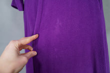 Load image into Gallery viewer, 40s WARM FLANNEL PURPLE AND GREY ART DECO HOUSE GOWN / ROBE DRESS - S