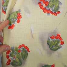 Load image into Gallery viewer, 50s PALE YELLOW CACTUS PRINT LIGHT COTTON DAY DRESS - S