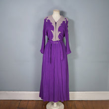 Load image into Gallery viewer, 40s WARM FLANNEL PURPLE AND GREY ART DECO HOUSE GOWN / ROBE DRESS - S