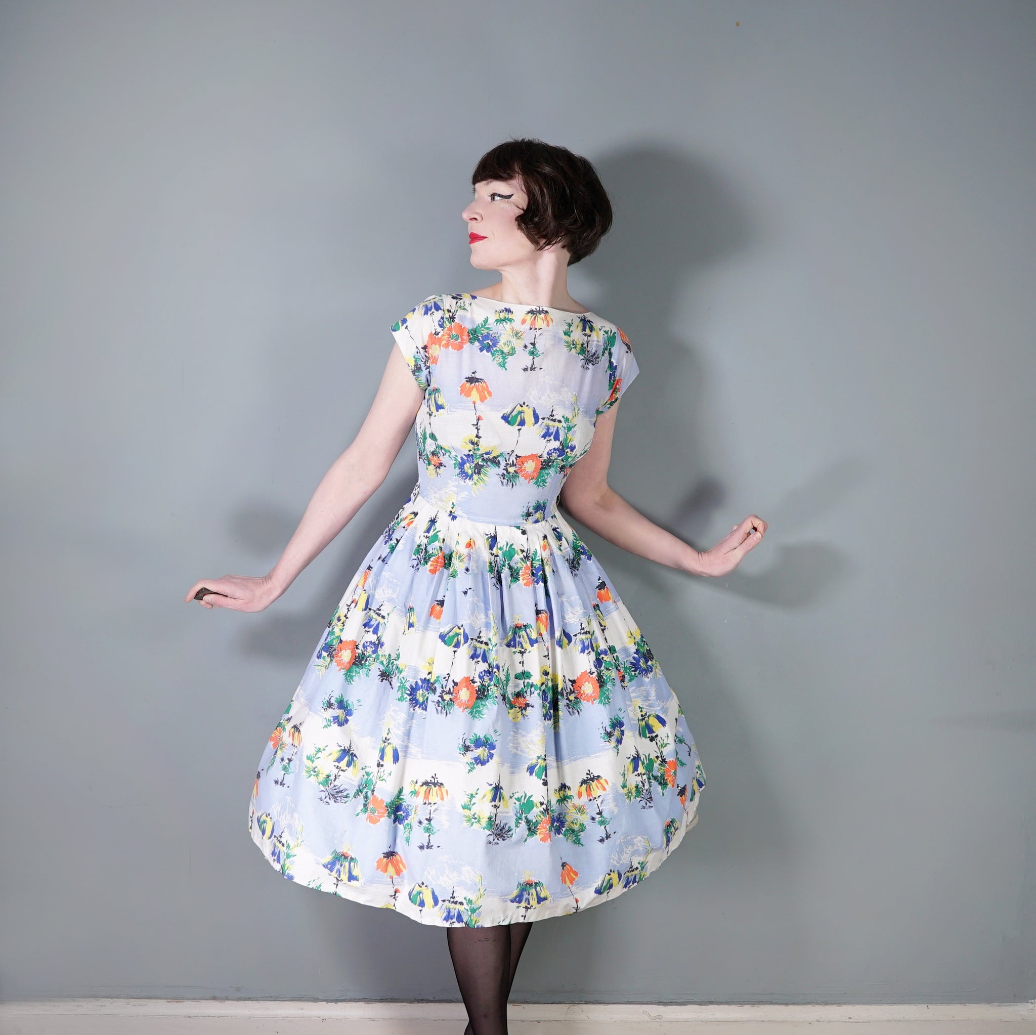 pastel 50s dress 1950s Chiffon Party Dress: Pastel Yellow Vintage Cocktail Gown, Size Small