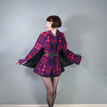 Load image into Gallery viewer, 60s 70s WELSH WOOLLENS BRIGHT PURPLE AND PINK WOOL TAPESTRY CAPE COAT -