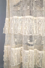 Load image into Gallery viewer, 70s LIM'S CROCHET BOHEMIAN WHITE LACE SEE THROUGH CAPE NECK FESTIVAL DRESS - M