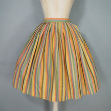Load image into Gallery viewer, 50s 60s RENE RICKY COLOURFUL YELLOW STRIPE FULL SKIRT - 27"