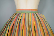 Load image into Gallery viewer, 50s 60s RENE RICKY COLOURFUL YELLOW STRIPE FULL SKIRT - 27"