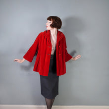 Load image into Gallery viewer, 50s HEAVY DEEP RED VELVET SWING COAT / OPERA JACKET - M