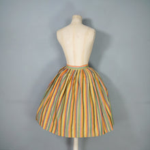 Load image into Gallery viewer, 50s 60s RENE RICKY COLOURFUL YELLOW STRIPE FULL SKIRT - 27"