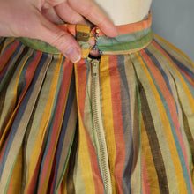 Load image into Gallery viewer, 50s 60s RENE RICKY COLOURFUL YELLOW STRIPE FULL SKIRT - 27"