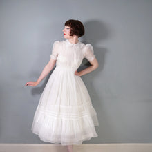 Load image into Gallery viewer, 30s style SHEER WHITE GAUZE COTTON LAWN DRESS WITH PINTUCKS AND LACE - S
