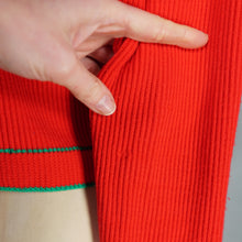 Load image into Gallery viewer, 70s BRIGHT RED AND GREEN CROPPED AUSTRIAN FOLK CARDIGAN - S