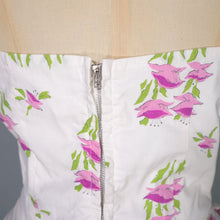 Load image into Gallery viewer, 50s BUNNY CASUALS OF MIAMI RHINESTONED FLORAL HALTER FULL SKIRT DRESS - S