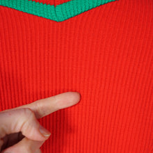 Load image into Gallery viewer, 70s BRIGHT RED AND GREEN CROPPED AUSTRIAN FOLK CARDIGAN - S