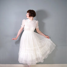 Load image into Gallery viewer, 30s style SHEER WHITE GAUZE COTTON LAWN DRESS WITH PINTUCKS AND LACE - S