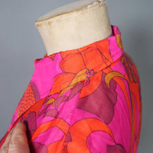 Load image into Gallery viewer, 60s 70s PSYCHEDELIC FLORAL PRINT BRIGHT ORANGE AND PINK SHIRT / BLOUSE - XS-S