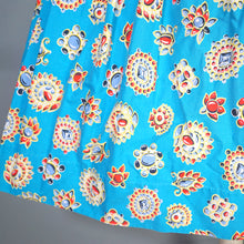 Load image into Gallery viewer, 50s NOVELTY GEM PRINT TURQUOISE COTTON DAY DRESS - S
