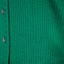 Load image into Gallery viewer, 70s RIB KNIT GREEN TYROLEAN FOLKLORE FLORAL EMBROIDERED CARDIGAN - S