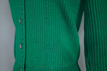 Load image into Gallery viewer, 70s RIB KNIT GREEN TYROLEAN FOLKLORE FLORAL EMBROIDERED CARDIGAN - S