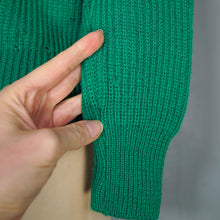 Load image into Gallery viewer, 70s RIB KNIT GREEN TYROLEAN FOLKLORE FLORAL EMBROIDERED CARDIGAN - S