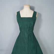 Load image into Gallery viewer, 70s GREEN CORDUROY A-LINE MIDI PINAFORE SKIRT / DRESS - S