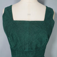 Load image into Gallery viewer, 70s GREEN CORDUROY A-LINE MIDI PINAFORE SKIRT / DRESS - S