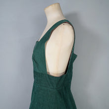 Load image into Gallery viewer, 70s GREEN CORDUROY A-LINE MIDI PINAFORE SKIRT / DRESS - S