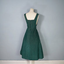Load image into Gallery viewer, 70s GREEN CORDUROY A-LINE MIDI PINAFORE SKIRT / DRESS - S