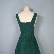 Load image into Gallery viewer, 70s GREEN CORDUROY A-LINE MIDI PINAFORE SKIRT / DRESS - S