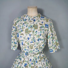 Load image into Gallery viewer, 50s 60s NOVELTY KITCHEN LARDER PRINT SHIRT DRESS WITH BELT - S