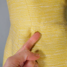 Load image into Gallery viewer, HANDMADE 60s LONG SLEEVED YELLOW MIDI SHIFT DRESS - S-M